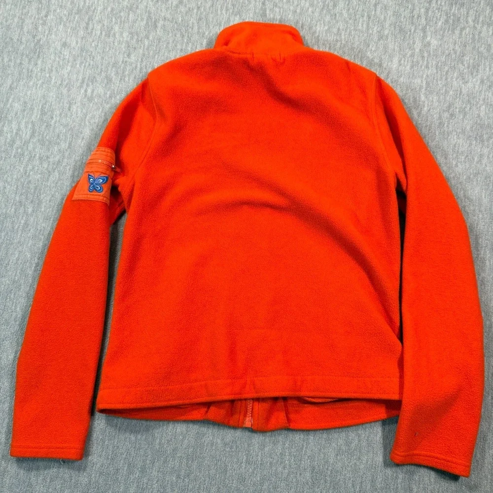 Energie Fleece Jacket‎ Womens Medium Orange Polar 2000 Butterfly Patch Full Zip